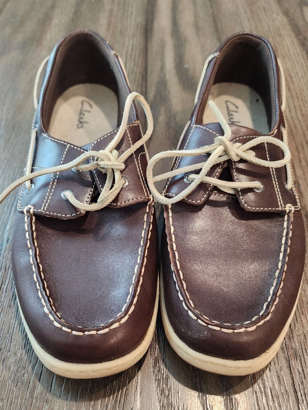 Clarks Women’s Size 12M Brown Leather Boat Shoes Loafers Lace Up